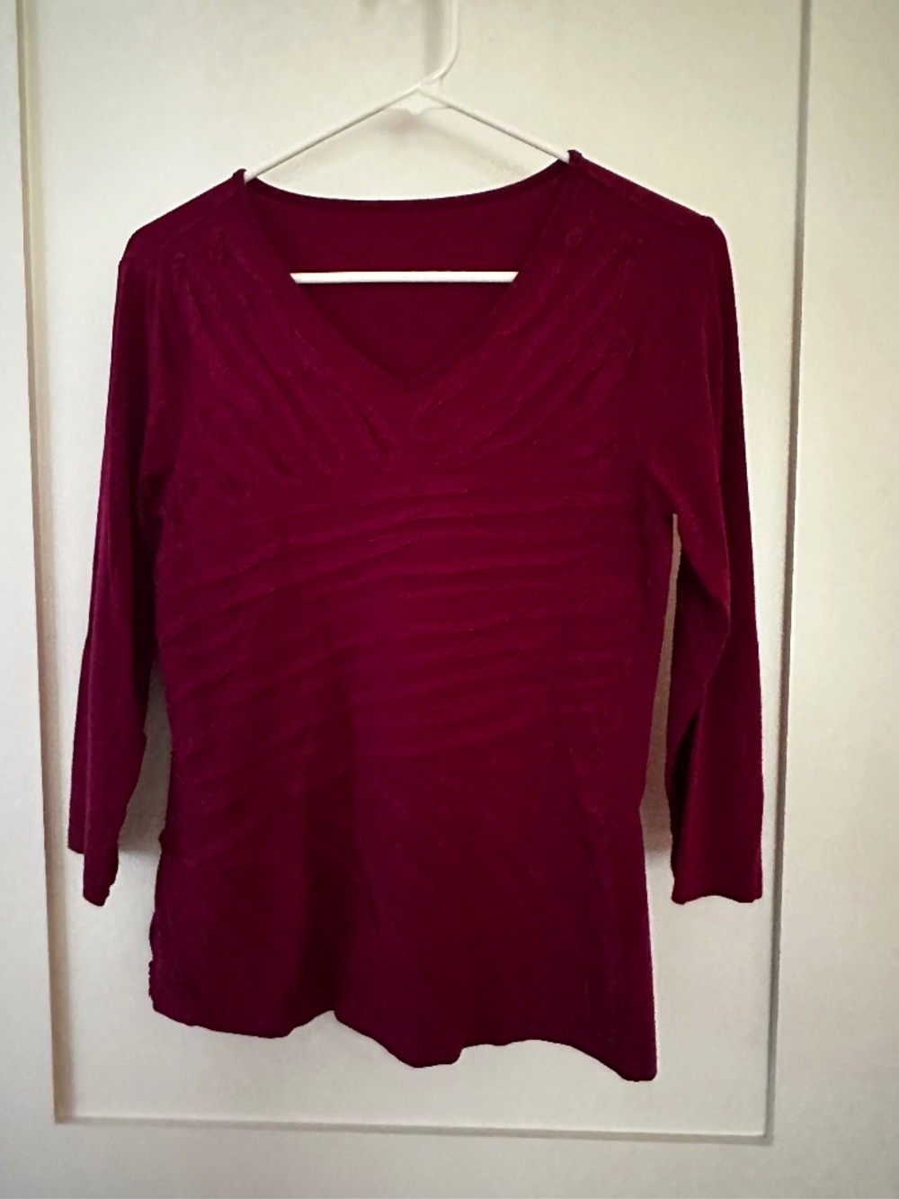 Magenta Tone-on-Tone Printed Top